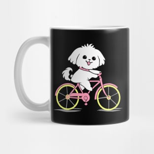 Maltese Bicycle Dog Owner Retro Funny Dog Mug